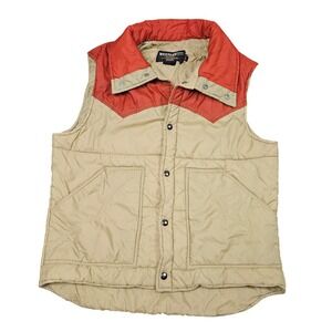 Sears Western‎ Outdoor Wear Puffer Vest Large Beige Red USA Vintage Gorpcore 70s